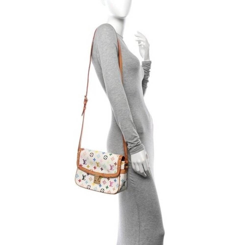 Authentic LOUIS VUITTON Sologne Multicolor Monogram Crossbody Shoulder Bag White - Picture 2 of 13